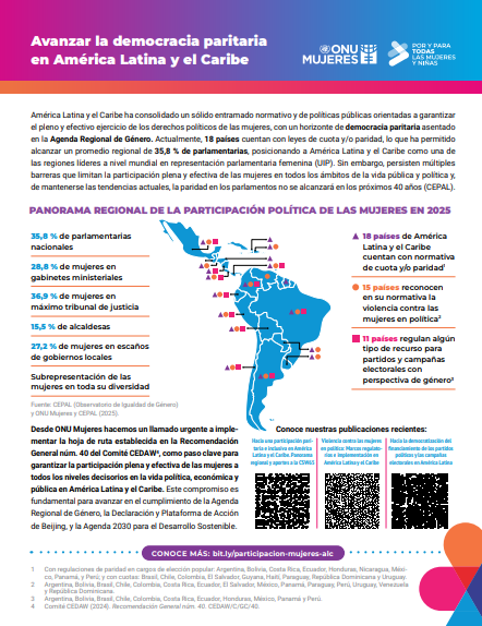 Avanzando en la democracia paritaria en América Latina y el Caribe