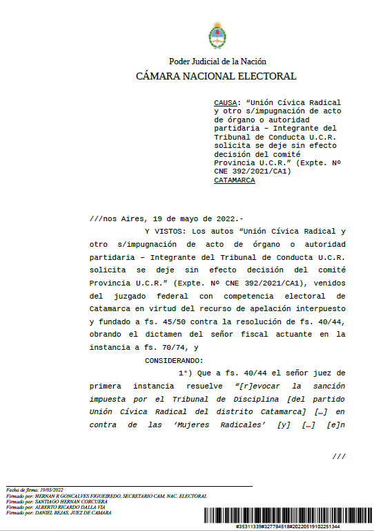 Número de expediente: CNE 392/2021/CA1